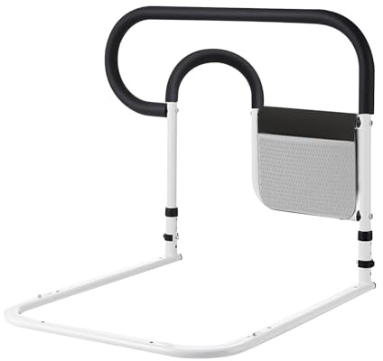 JAYIOLA Barrière de Lit Sécurité Barrière D'Assistance pour Seniors Poignée Antidérapante Installation Facile Poche Latérale Adaptée Aux Familles Soutien Cham, Noir
