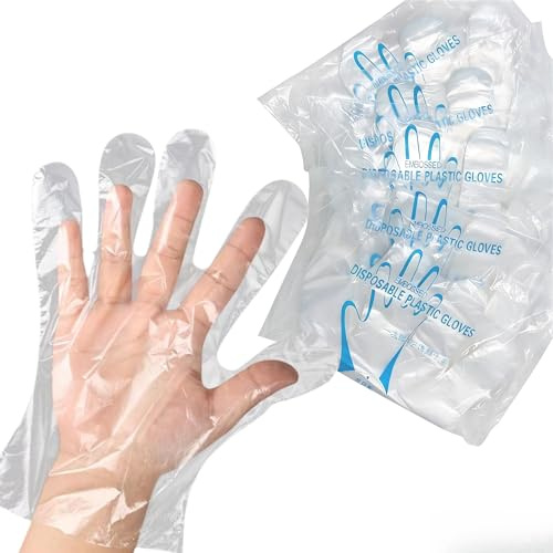 Mosmat 500 Count Plastic Gloves Disposable Medium Large, Food Prep Gloves Cooking Gloves , Latex Free Food Gloves Disposable Food Safe (5 Bags of 100)
