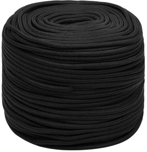 Cuerda de polipropileno negro 10 mm 100 m para jardín, bricolaje, decoración, agrupación y camping