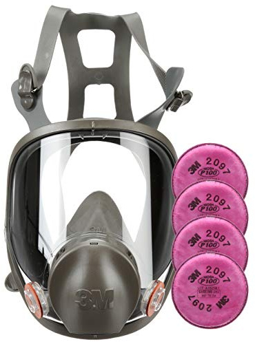3M Respirator Kit, Full Face 6800, Reusable, Medium, Plus 4 Particulate Filters 2097, P100 for Mold Remediation, Dust, Lead, Asbestos
