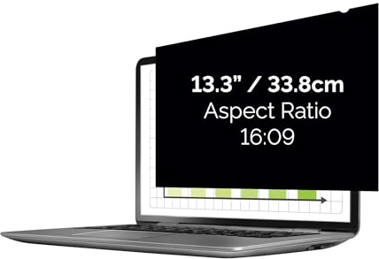 Fellowes PrivaScreen™ Black Out Sichtschutzfilter Blendschutz Blaulichtfilter für Laptops mit 13,3 Zoll (Seitenverhältnis 16:9, 295 x 165 mm) Einfaches Anbringen/Entfernen dank Quick-Reveal-Laschen