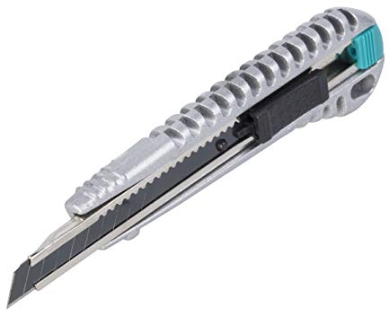 wolfcraft Cutter con lama a spezzare in metallo da 9 mm, lama nera Profi-Sharp I 4305000 I Per tagli di precisione su cartoni, pellicole e carta
