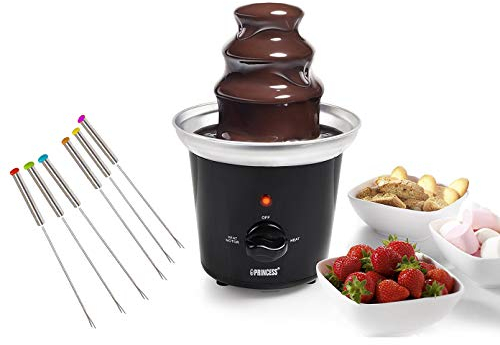 Fontaine à chocolat design pour faire fondre le chocolat pour fruits au chocolat - Set de 6 brochettes