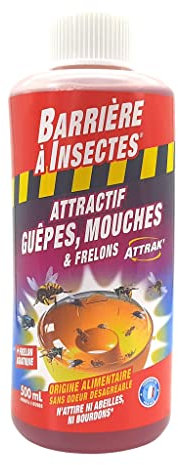BARRIERE A INSECTES Attractif pour Piège à Guêpes, Mouches et Frelons, 500 mL, BARPITRAP500