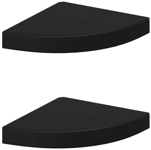 vidaXL 2X Etagères d'angle Flottantes Etagères Murales Bibliothèque Supports Panneaux Muraux Salon Chambre Bureau Intérieur Noir 25x25x3,8 cm MDF