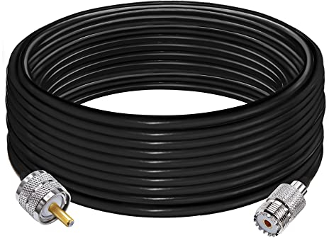 TUOLNK UHF PL259 Kabel RG58 32.8ft (10M) PL259 SO239 Stecker auf Buchse Verlängerungskabel Verlustarmes CB-Koaxialkabel Schwarz für Funkgerät CB-Funk Wireless LAN-Geräte