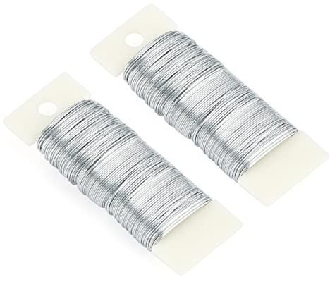 KINGLAKE 2 Roll x 41 Yards Galvanised Florist Wire for Christmas Wreaths Making, 22 Gauge Paddle Wire, Flexible Floral Binding Wires for Floral Flower Arrangements, Garland, Crafts, Bouquets