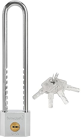 Candado de Grillete Largo de Acero Laminado - Impermeable, de Llave, para Puerta, Cerradura de Gabinete, 2 Pulgadas