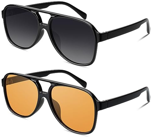 GQUEEN Retro Pilotenbrille Damen Herren 70s Polarisiert Sonnenbrille UV400