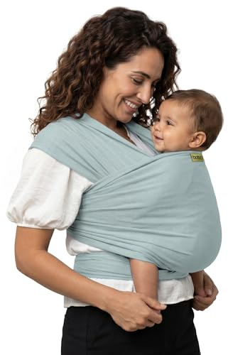 Boba fular portabebé para recién nacidos y niños - Portabebés recién nacido elástico - Porteobebé manos libres - Marsupiobebé - Portabebé y niño de 3 a 15 kilos (Serenity Sea Mist)