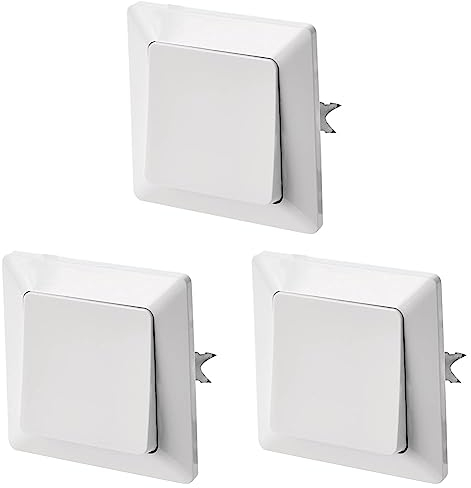 EMOS Wechselschalter in Weiss (Glanz), Lichtschalter mit einer Wippe, 250 V~/10 AX, Kunststoff, ohne Unterputzdose, Schutzklasse IP20 für Innen, 8 x 8 x 5 cm (Packung mit 3)