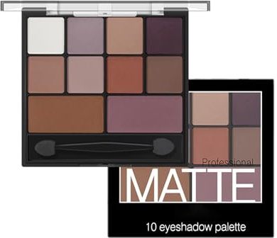 Eyeshadow Palette Matte Eye Shadow Pallets Long Lasting 10 Eye Shadow Shades Smokey Makeup Highly Pigmented Purple Brown Eyeshadow Makeup Palette,Waterproof Eyeshadow With Dual-Ended Applicator Brush