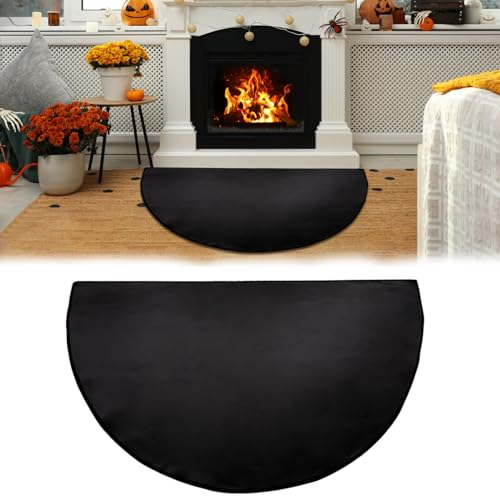 Feuerfeste Unterlage, Funkenschutzplatte, Kaminmatte, Matte, Dauerhaft Kamin Matte, Halbrunde Funkenschutzplatte für Kaminofen, Flammhemmender für Brände im Innen- und Außenbereich (106 * 61cm)