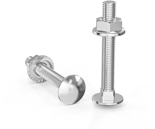 ORTAVA Tornillos de bloqueo Roscachapas Antirrobo M6 × 40 galvanizados DIN 603 (20 unidades), con tuerca de brida hexagonal, de acero al carbono, cabeza semicircular cuadrada