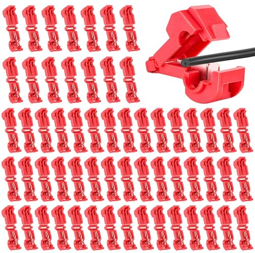 60 Stück Mähroboter, Anschlussklemmen Mähroboter, Mähroboter Zubehör, Anschlussklemmen, T-Abzweigverbinder Schnellverbinder für Rasenmäher Rasenroboter (Rot)