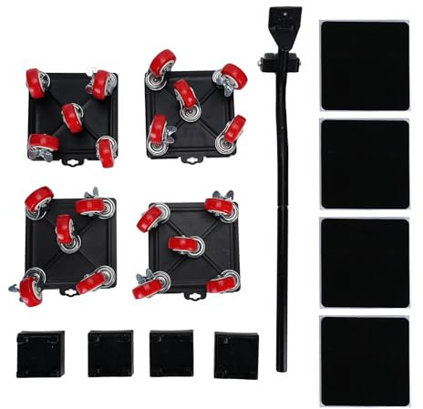 Ausla Heavy Duty Furniture Lifter Kit, 5 Wheels Furniture Slider Set 3000kg Carbon Steel Furniture Moving Wheel Tool Furniture Mover Dolly for Moving Appliance Refrigerator Sofa