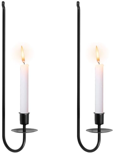 Set di 2 portacandele da parete in metallo nero, a forma di L, moderni portacandele da parete per camera da letto, soggiorno, sala da pranzo, fattoria, camino, decorazione