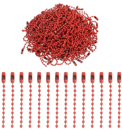 sourcing map 220 catenine a sfera in metallo, lunghe 100 mm, con chiusura a clip, per portachiavi, etichette, progetti artigianali, creazione di gioielli, colore: rosso