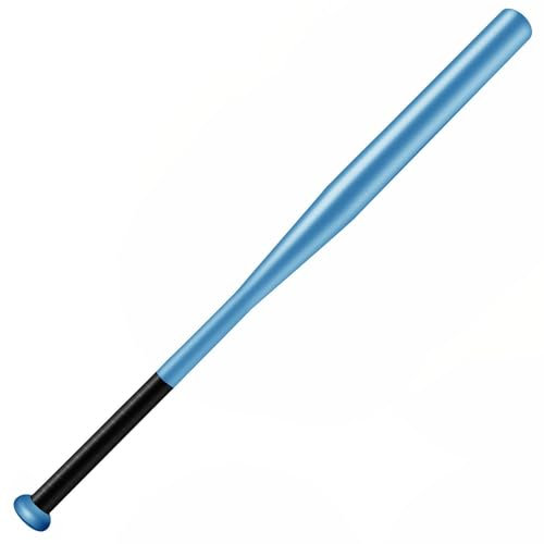 Mazza da Baseball in Acciaio 81cm Rinforzata Super Resistente Peso 1,1Kg Nera o Color Argento con Grip (Azzurro)