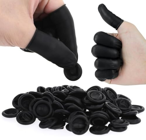 JEYORZY 100 Piezas Dediles Dedales de Látex Finger Cots Protegen de la estática,Protegetor dedo látex Dedales de Silicona para la Reparación Electrónica de Limpieza