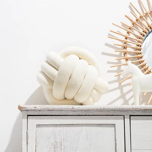 Fay Bless Coussin Rond en Velours Décoratif en Forme de Boule – Coussin Souple et Décoratif pour Canapé, Lit, Sol ou Salon – Coussin Accent en Velours à Nouer à la Main pour un Style Intérieur