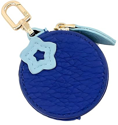 shirylzee Fruit Charm Coin Purse, Waterproof Leather Fruit Bag Charm Bag Keychain, Cute Keychain Mini Pouch Wallet Gift for Girl Women, PU Cute Keychains Mini Pouch (Blueberry)