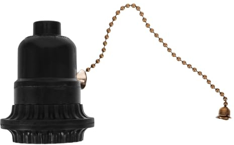Vaguelly Portalámparas con Cadena de Tirador Base para Bombilla de Baquelita Resistente Casquillo Roscado para Lámparas de Mesa Pared Industrial Accesorio Seguro para Iluminación Hogar y