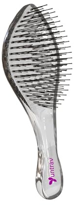 Spazzola per capelli con cristalli per massaggio del cuoio capelluto, volumizzante, strumento districante per capelli lunghi, bagnati e asciutti, regalo da donna (nero)