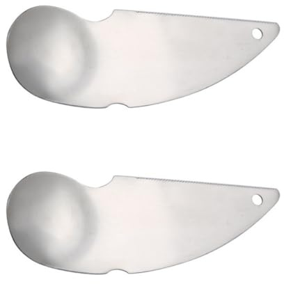 JECOMPRIS Set 2 Pezzi Cucchiaio Kiwi in Acciaio Inox Taglierina Integrata, Utensili da Cucina per Avocado e Pelapatate, Strumenti per Scavare Polpa di Frutta per Uso Domestico e
