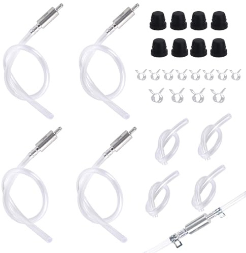 Goktvai 4 Set Kit Tubo Sgonfia Freni Universale, Strumento Sgonfiatura con Tubo a Valvola Sgonfia Freni Monodirezionale e Morsetti Metallici Accessori per Auto Moto Bicicletta Manutenzione e Servizio