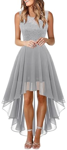 Robe de cocktail élégante sans manches pour femme - Robe de soirée élégante pour mariage, demoiselle d'honneur, gris, M