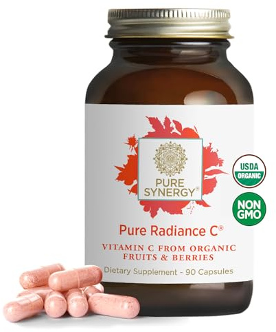 PURE SYNERGY Pure Radiance C | Organic Vitamin C Capsules | 100% Natural, Whole Food, Non-GMO Supplement with Organic Camu Camu | for Immune and Collagen Support (90 Capsules)