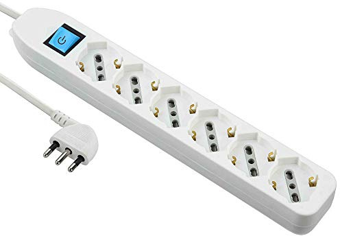 Electraline 62071 Multipresa 6 Posti Polivalenti, Bianco, Taglia Unica