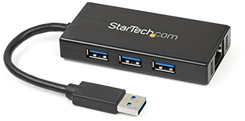 StarTech.com USB 3.0 Hub with Gigabit Ethernet Adapter - 3 Port - NIC - USB Network / LAN Adapter - Windows & Mac Compatible (ST3300GU3B)