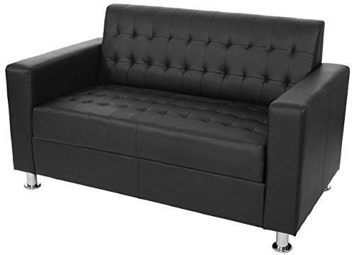 Mendler 2er Sofa Kunda, Couch Loungesofa, Kunstleder, Metall-Füße - schwarz