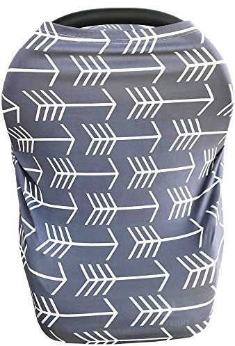 Nursing Cover for Babies Versatile Baby Car Seat Cover for Newborn Grey with White Arrow