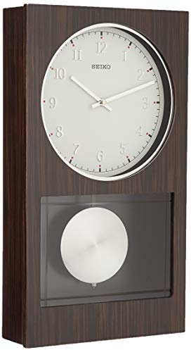 SEIKO QXH046BLH Modern Dark Wood Pendulum Wall Clock with Dual Chimes, 10.5 x 18.5 x 3.25 Inches