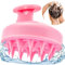 Jimbo Massaggiatore capelli in silicone, shampoo a secco, spazzola capelli ricci e lisci, massaggiatore testa per stimolare la crescita del cuoio capelluto (Rosa)