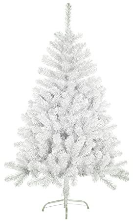 SOLAGUA Árbol de Navidad Artificial Abeto de Hoja Espumillón 150-240cm Arboles C/Soporte Metálico (Blanco Brillo, 180cm 470Tips)