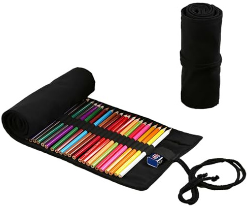 LATRAT Estuche organizador de 48 ranuras, estuche multiusos de viaje, diseño para artistas, bolsa enrollable para escuela, viajes, oficina, multicolor, No