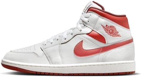 NIKE Air Jordan 1 Mid Herren Sneaker, White Lobster Dune Red Sail, 45 EU