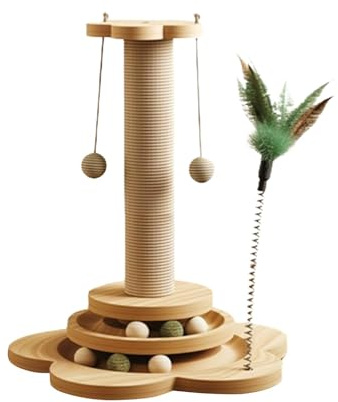 Poteau d'arbre à Chat, Tour d'escalade pour Chat, Tour de Jeu pour Chat, Jouet pour Chat avec Piste de Balle, Tour d'activité à gratter pour Chat, Meubles pour Chat avec grattoir, Parfait et idéal