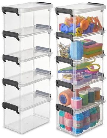 Iris Ohyama, Aufbewahrungsboxen aus Kunststoff mit Deckel und Verschlussclips, 0.7L, 10er-Set, Transparent, Stapelbar, für Büro, Schule, Kleinteile, BPA frei, Behälter, Aufbewahrungsbox, LLB-0.7