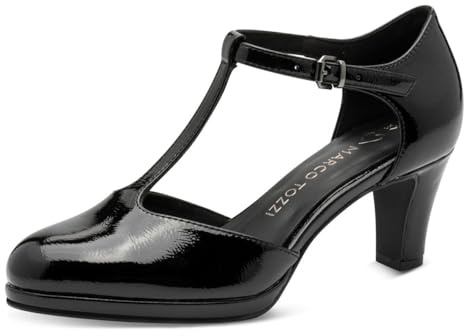 Marco Tozzi Escarpins Femme Semelle Feel Me Souple Doublure Douce Polyvalent, Noir (Black Patent), 39 EU