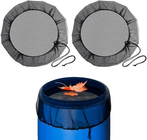 MUNSKT 2 Pcs Filet pour Citerne de Pluie 60cm Housse pour Tonneau De Pluie avec Cordon De Serrage Filet de Protection Réglable Housse pour Tonneau De Pluie Ronde Protection Contre Les Moustiques Et Le