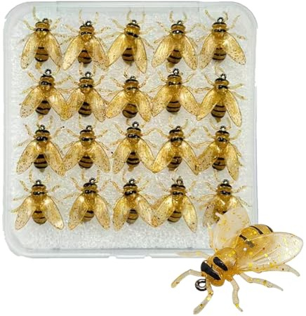 Esche Per A Mosca Trota - 20 Artificiali Ape Simulate Per Attirare Pesci,Attrezzatura da con Design Realistico per Acqua e Mare Trota Persico Branzino Tonno