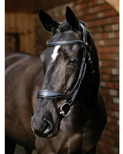 LeMieux Arika Split Noseband Bridle - Lightly Padded - Leather - Evenly Disperses Pressure - Black - Cob