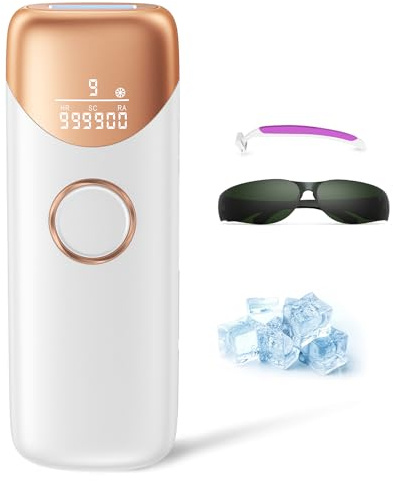 Beauris IPL Hair Removal Device with Ice Cooling, 999,900 Flashes Laser Hair Removal Device, 9 Energy Levels, Painless at Home Laser Hair Remover for Facial Bikini Line Leg Body, White