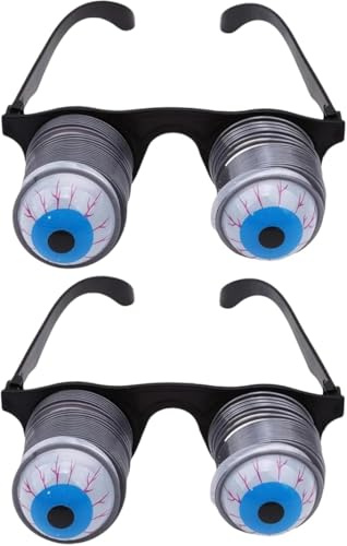 SelHeng 2Pcs Pop Out Eye Glasses With Wobbly Eyes on Springs - Novelty Halloween Carnival Party Plastic Joke Horror Shock Toy Sunglasses - Gags and Practical Joke Toys