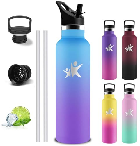 Borraccia- 1 litro- Borraccia Termica- Senza BPA, Bottiglia Termica- Con filtro e Cannuccia- Borracce Termiche- Mantiene Caldo per 12 Ore/Freddo 24 Ore, Borracce per Sport, Ciclismo, Trekking